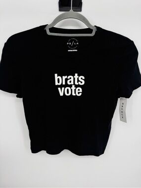 Pacsun PS/LA "brats vote" Black Graphic Crop Tee